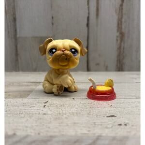 Littlest Pet Shop LPS Vintage Rare Tan Bulldog Dog Pink Magnet EUC